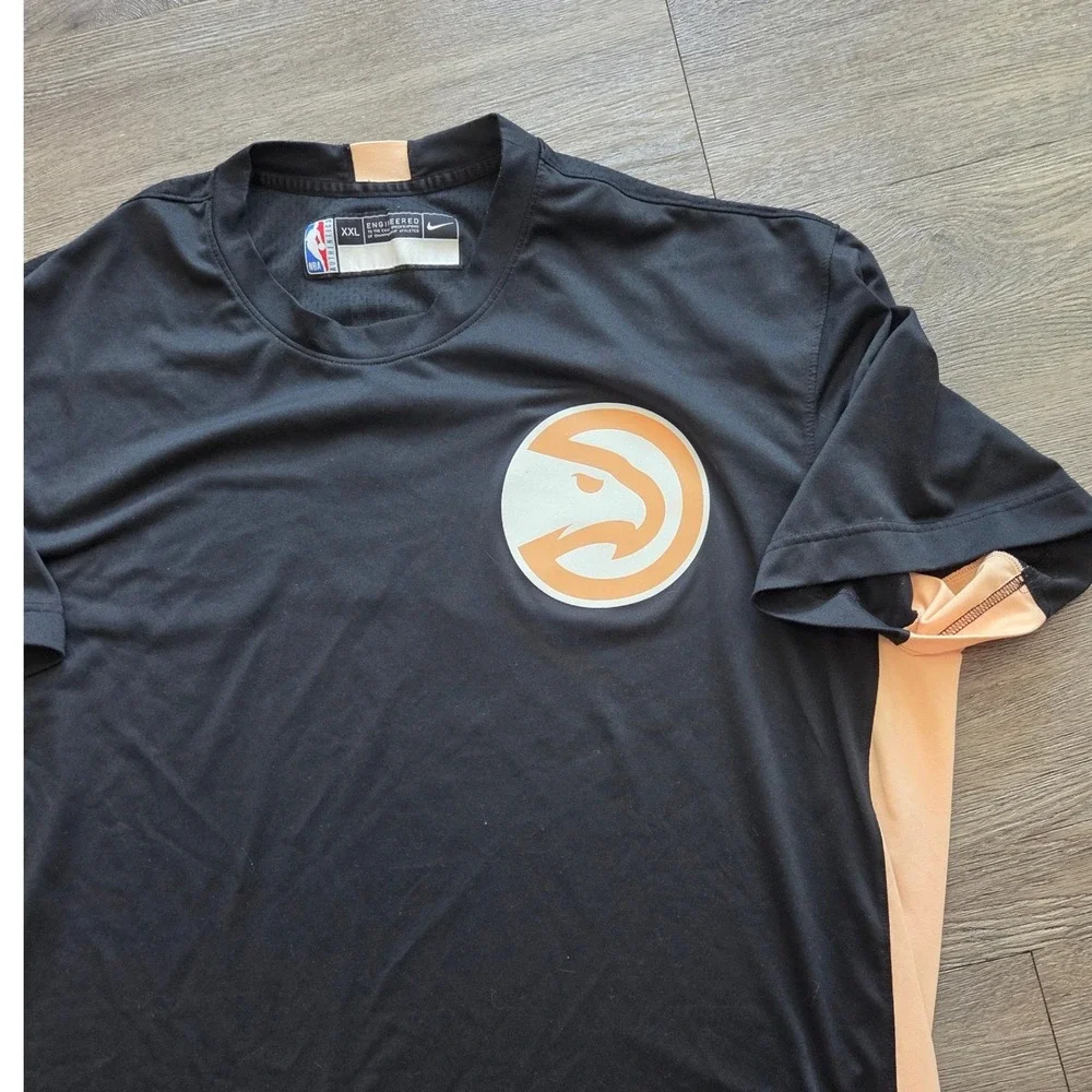 Nike Atlanta Hawks Shooting Shirt Mens XXL Black Peach NBA Authentic